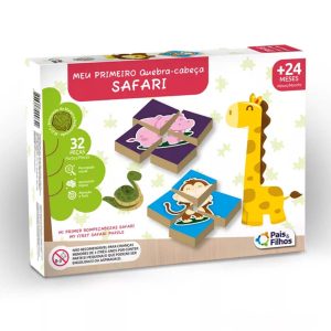 JOGO Quebra Cabeça De Madeira Coluna Pais e Filhos SAFARI